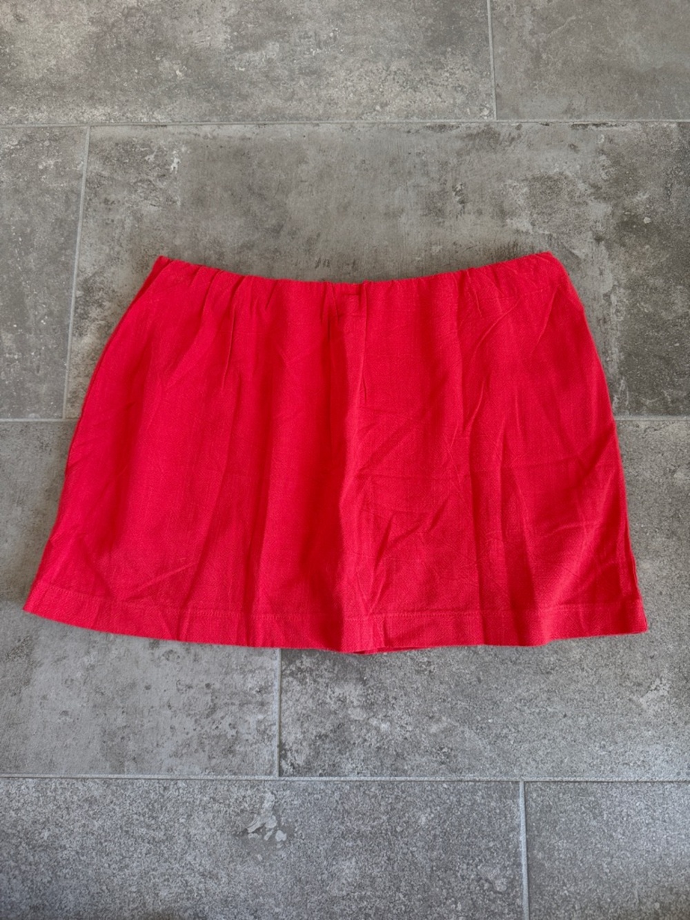 Amazon Red Linen Mini Skirt